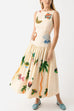 Heididress Sleeveless Tropic Print Open Back Ruffle Maxi Dress