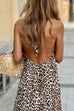 Heididress Halter Backless Leopard Ruffle Swing Maxi Dress