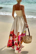 Heididress Bow Shoulder Smocked Floral Print Cami Maxi Vacation Dress