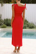 Tie Knot Shoulder Side Slit Maxi Dress