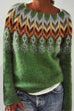 Heididress Round Neck Feather Pattern Slouchy Fall Sweater(in 2 Colors)