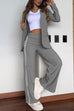 Heididress Color Block Open Front Blazer Elastic Waist Slit Wide Leg Pants Set