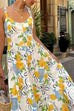 Heididress Button Down Printed A-line Ruffle Midi Sundress