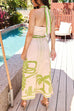 Heididress Palm Canyon Print Criss Cross Halter Maxi Dress