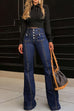 Heididress Button Fly Bell Bottoms Denim Pants