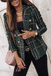 Heididress Double Breasted Open Front Plaid Blazer Jacket