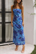 Heididress Strapless Scooped Cowl Backless Floral Print Maxi Dress