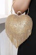 Heididress Luxury Heart Shape Rhinestones Tassel Evening Handbag