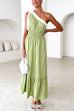 Heididress Tie Bow One Shoulder Waisted Ruffle Maxi Dress