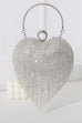 Heididress Luxury Heart Shape Rhinestones Tassel Evening Handbag