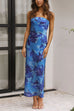 Heididress Strapless Scooped Cowl Backless Floral Print Maxi Dress