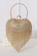 Heididress Luxury Heart Shape Rhinestones Tassel Evening Handbag