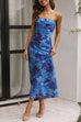 Heididress Strapless Scooped Cowl Backless Floral Print Maxi Dress