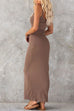 Sleeveless Ribbed Knit Bodycon Maxi Dress