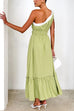 Heididress Tie Bow One Shoulder Waisted Ruffle Maxi Dress