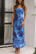 Heididress Strapless Scooped Cowl Backless Floral Print Maxi Dress