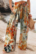 Heididress Drawstring Elastic Waist Wide Leg Floral Print Pants