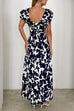 V Neck Ruffle Sleeves Paisley Print Maxi Dress