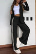 Heididress Color Block Open Front Blazer Elastic Waist Slit Wide Leg Pants Set