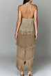 Heididress Chicest Halter Ruffle Layered Fringe Maxi Party Dress