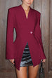 Heididress Chic V Neck Single Button Irregular Blazer