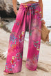 Heididress Drawstring Elastic Waist Wide Leg Floral Print Pants