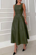 Heididress Sleeveless Tie Waist Ruffle Tiered Faux Leather Midi Dress