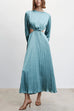 Heididress Long Sleeves Cut Out Waist Pleated Maxi Dress