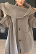 Heididress Button Down Pocketed Winter Knit Coat with Scarf