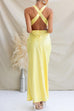 V Neck Backless Criss Cross Maxi Dress