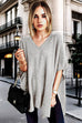 V Neck Short Sleeves Baggy Poncho Sweater(in 10 Colors)