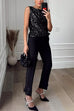 Heididress Crewneck Sleeveless Glam Sequin Top