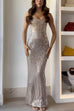 Heididress Strapless Back Slit Rhinestone Bodycon Maxi Party Dress