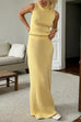 Heididress Cowl Neck Sweater Top and Elastic Waist Maxi Skirt Set