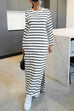 Heididress Round Neck Side Slit Striped Maxi Dress