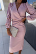 Heididress Wrap V Neck Long Sleeves Bodycon Midi Dress