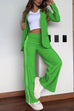 Heididress Color Block Open Front Blazer Elastic Waist Slit Wide Leg Pants Set