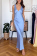 V Neck Plunge Cowl Back Sleeveless Maxi Party Dress