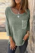 Heididress 3/4 Sleeves Pocketed Cotton Linen Casual T-shirt