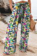 Heididress Drawstring Elastic Waist Wide Leg Floral Print Pants