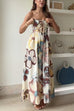 Strapless Lace-up Cut Out Floral Print Swing Maxi Dress