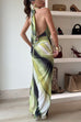 Halter Cowl Neck Open Back Tie Dye Maxi Dress