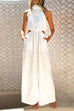 Sleeveless Tie Neck Cut Out Waist Wide Leg Jumpsuit