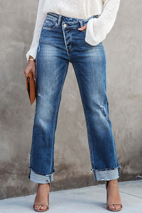 Heididress High Waist Straight Leg Ripped Denim Pants