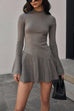 Heididress Mockneck Bell Sleeves Ruffle Mini Sweater Dress