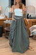 Heididress Side Drawstring Ruched Cotton Linen Baggy Maxi Skirt