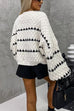 Heididress Lantern Sleeves Color Block Chunky Knit Sweater