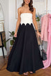 Strapless Color Block Swing Maxi Dress