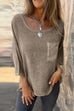 Heididress 3/4 Sleeves Pocketed Cotton Linen Casual T-shirt