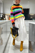 Drop Shoulder Colorful Striped Sweater